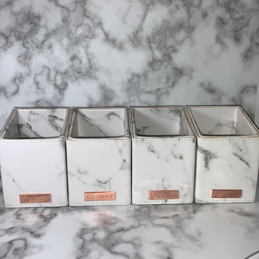 4x Marble Faux Leather BH Cosmetics Angled Brush Holder - Marble